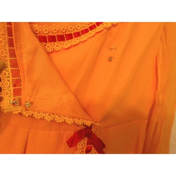 Vintage Hess's Orange Prairie Cottage Country Boho Maxi Dress READ - Picture 8 of 9